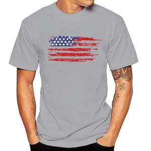 เสื้อยืดคอกลมสำหรับผู้ชาย2024ฤดูร้อนผ้าถักแขนสั้นผ้าถักลายธงชาติอเมริกัน3D พิมพ์ลาย - Product Image 3