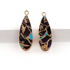 Precio al por mayor de plata esterlina, Conector de piedras preciosas, bisel de cobre turquesa con conector de piedras preciosas de fabricación chapado en oro - Product Image 1