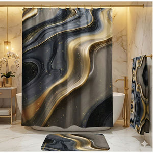 Juego de Baño Golden Vein Cascade, Elegante Cortina de Ducha para un Baño con Estilo - Product Image 1