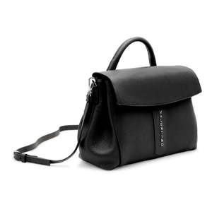 Bolso de Negocios para Dama de MARIOVALENTINO, Color Negro, con Cubierta de Cuero Martellato, Cierre de Solapa, Hecho en Italia - Product Image 2