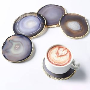 Green Agate Coaster with Gold Rim <b>Crystal</b> <b>Crafts</b> Home Decor for Wedding Table Decoration Elegant Agate Coaster - Product Image 5