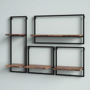 Luxury Metal Wood Floating Wall <b>Shelves</b> Wall Mounted Storage <b>Shelf</b> for Home Hotels Living Room Kitchen Decor Made in India 2023 - Product Image 3