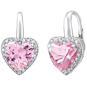 Orecchini alla moda in argento con cuori rosa LPS0629EP - Product Image 1