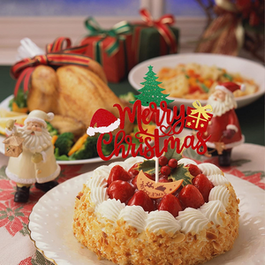 1 paquet de chapeau de Père Noël Joyeux Noël Décoration de gâteau de fête pour les célébrations de Noël et du Nouvel An - Product Image 5