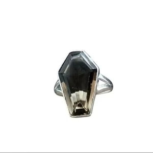 Anillo de mujer Forma de ataúd natural Piedra preciosa de cuarzo ahumado Piedra NATAL DE ABRIL Joyería hecha a mano de Navidad Anillo de plata esterlina 925 - Product Image 1