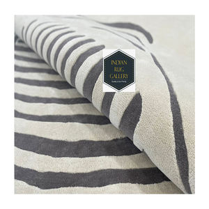 Modern Indian Irregular Customized Viscose Woolen Textured Shape High Low <b>Grey</b> Beige Embossed Handtufted Carpets Home Villa Mat - Product Image 3