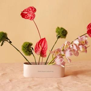 Nouvelle arrivée Vase à fleurs en métal en forme de bateau rose fini pour la maison Vases floraux décoratifs de table de salon - Product Image 1