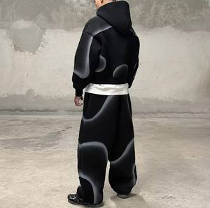 Survêtement ample en coton uni personnalisé pour hommes, pantalon de survêtement et sweat-shirt lourds, vente chaude - Product Image 4