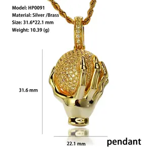 Colgante de Bola de Baloncesto de Plata de Ley 925 de Primera Calidad, Chapado en Oro, con Circonita Cúbica, Joyería al por Mayor - Product Image 4