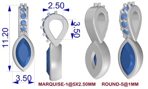 Colgante de zafiro azul con forma de marquesa de circón Natural, Plata de Ley de 11 MM, chapado en oro - Product Image 6