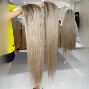 Haute qualité bébé cheveux fins os droite blonde couleur perruques cheveux humains avant de lacet cheveux vietnamiens pour les femmes noires - Product Image 1