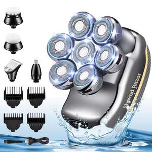 Kit de Afeitado Eléctrico Recargable Inalámbrico 5 en 1 para Hombre, Recortador de Barba y Nariz Resistente al Agua con Clasificación IPX7 - Product Image 3