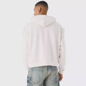 Sweat à capuche personnalisé en molleton de coton 100% pour hommes, nouveau style de cordon à la mode avec motif de créateur brodé, coupe ample, tailles d'hiver - Product Image 3