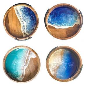 Creative Handmade <b>Wood</b> Resin Serving Tray Christmas Best <b>Sale</b> Food Tray Kitchenware Tableware <b>Wood</b> Epoxy Resin Serving Trays - Product Image 5