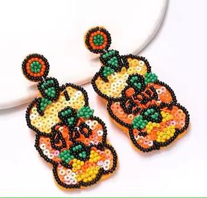 Pendientes Colgantes de Cuentas de Cristal Bordadas a Mano de JAVED HANDICRAFTS, con Diseño de Árbol de Navidad, para el Día de San Valentín - Product Image 1