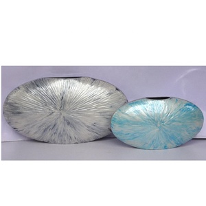 Venta caliente patrón estriado esmalte de aluminio fundido moderno personalizado jarrón de mesa hogar Oficina Decoración Para sala de estar - Product Image 3