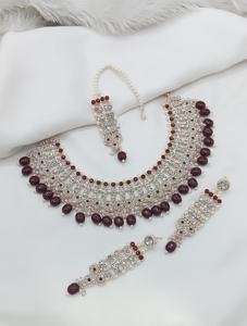 Rose Gold Plated Ethnic Zinc Alloy Cubic Zircon Crystal Dangle Drop <b>Choker</b> Wedding Party Necklace & Earrings Set for Women - Product Image 4