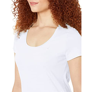 Camiseta Clásica Blanca con Cuello Redondo para Mujer, Transpirable, de Algodón, Manga Corta, Básica, para Venta al Por Mayor - Product Image 5