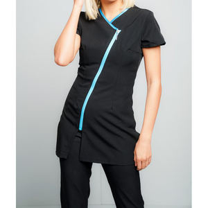 Zipper style Lady Beautician Thai Massage Spa Thai Massage <b>Tunic</b> Uniforms <b>Work</b> Wear Uniform Set for Hotel Salon receptionist - Product Image 3