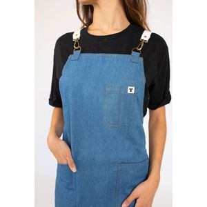 Delantal vaquero de mezclilla en tela blanca con efecto lavado a la piedra - Product Image 3