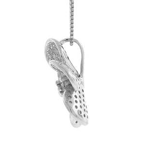 Collar con Colgante de Flor de Diamantes en Oro Blanco de 14K, 0.55ct, Eslabón de Corona Geométrica, Hecho Principalmente de Acero Inoxidable y Aleación de Cobre para Regalo - Product Image 3