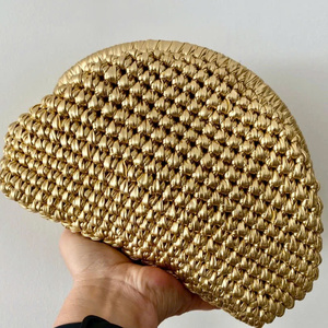 METALLIC BAGS COLLECTION 2025- Elegant Wedding <b>Small</b> Metallic Clutch <b>Purse</b>, Beach Bag Party Handbags Knitted from Vietnam - Product Image 6