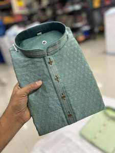 Pyjama Kurta pour homme en tissu jacquard de qualité, matière douce et confortable, style traditionnel élégant, idéal pour la saison des mariages - Product Image 4