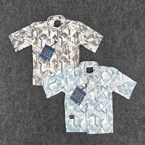 Meilleures chemises de mode d'été imprimées T-shirts personnalisés en coton respirant à motif géométrique à manches courtes pour garçons décontractés - Product Image 1