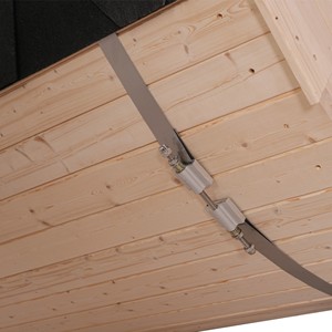 Sauna de barril de pino blanco para exteriores, para 4 personas, con estufa de 6 kW y tejas resistentes a la lluvia - Product Image 6