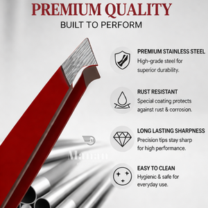 Pinzas para Cejas Rojas de Acero Inoxidable con Punta Angulada, Herramienta de Belleza para Depilación de Precisión, Agarre Antideslizante - Product Image 2