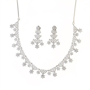 Ensemble de colliers de diamants américains de style délicat plaqué rhodium 422264 bijoux faits à la main en Inde - Product Image 1