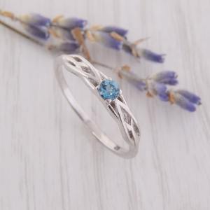 925 argent massif classique bague bijoux pour femmes 925 argent Sterling bleu topaze pierre précieuse Boho Style fait à la main bague cadeau pour maman - Product Image 5