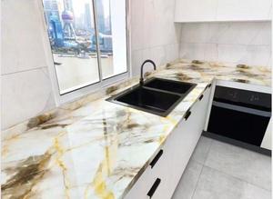 Papel de pared autoadhesivo de mármol blanco, película de vinilo de granito decorativa autoadhesiva, papel de pared extraíble impermeable - Product Image 3