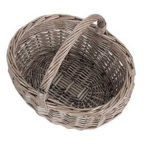 Cesta de mimbre lavada antigua sin forro para baño o compras producto hecho a mano - Product Image 3