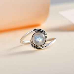 Bagues de fiançailles et de mariage pour femmes, en argent sterling plaqué, turquoise, empilables, délicates, minimalistes, de qualité supérieure - Product Image 1