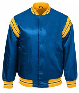 Veste universitaire en satin de grande taille avec impression de logo personnalisé pour hommes coupe-vent patchwork pour l'hiver veste de baseball teinte unie - Product Image 4