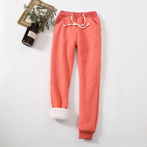 กางเกงผ้าขนแกะกำมะหยี่สีพื้นสำหรับผู้หญิงกางเกงลำลองให้ความอบอุ่่นใหม่โลโก้ออกแบบได้ตามต้องการ - Product Image 4