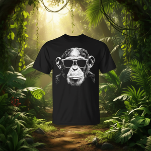 T-shirt promozionale con scimmia scimpanzé e occhiali da sole - Product Image 3