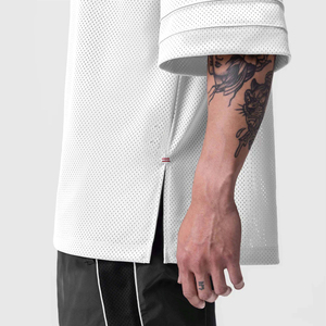 Custom Oversized Football T Shirt Men White <b>Mesh</b> Breathable V Neck Streetwear Training <b>Top</b> - Product Image 3