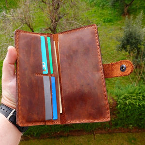 Premium Quality Customized Men's <b>Wallet</b> Genuine Sheepskin Leather with Open Closure Long Length Polyester Lining - Product Image 4