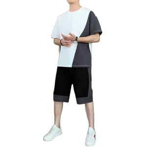 T-shirt pour homme en coton éponge délavé Short d'été sur mesure Ensemble t-shirt et short délavés à l'acide pour homme - Product Image 2