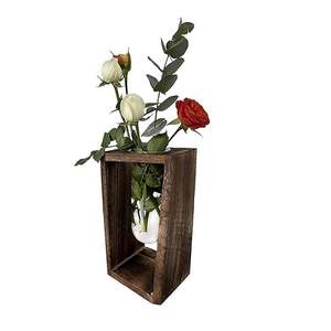 Jarrón de madera y vidrio hecho a mano con diseño rústico, ideal para flores frescas, decoración moderna para mesa de hogar, centro de mesa minimalista para interiores. - Product Image 6