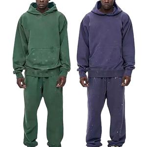 ชุดวอร์มไซส์ใหญ่สำหรับผู้ชายชุด100% ผ้าฝ้ายผ้าฟลีซซักด้วยกรดชุดวอร์มไซส์ใหญ่พิเศษออกแบบได้ตามต้องการ - Product Image 5