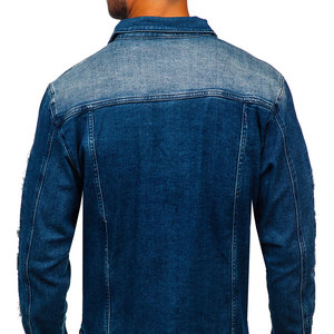 แจ็กเก็ตยีนส์ของผู้ชายดีไซน์ตามสั่งสีเทรนด์ใหม่ - Product Image 2