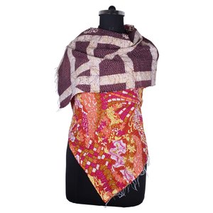 Kantha Work Cotton Handmade Vintage Style <b>Scarf</b> Trendy Design for Girls SC1044 <b>Scarf</b> Vintage Kantha Hand Stitched Cotton Allover - Product Image 5