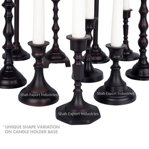 Ensemble de bougeoirs coniques en aluminium de haute qualité pour la décoration de la maison et du mariage Bougies coniques à revêtement noir vintage - Product Image 3