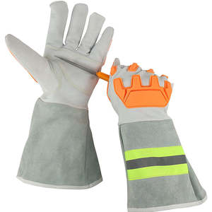 Guantes de soldadura de cuero a prueba de fuego de protección de alta resistencia piel de vaca dividida puño largo 12 pulgadas de longitud protección contra salpicaduras de Metal fundido - Product Image 5