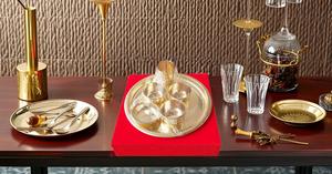 Juego de cena de latón martillado de 7 piezas con cuenco Thali duradero, plato de vidrio, cuchara para el hogar, restaurante, Hotel, incluye embalaje de regalo - Product Image 3