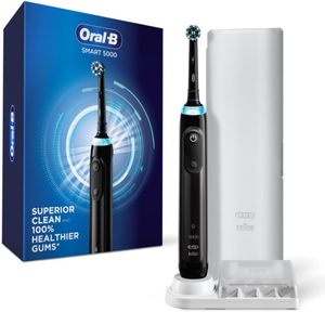 Oral-B Pro 5000แปรงสีฟันไฟฟ้าแบบชาร์จไฟได้สำหรับผู้ใหญ่รุ่นสีดำเชื่อมต่อบลูทูธขนแปรงขนาดกลางได้ - Product Image 1