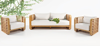 Wisnu Design minimaliste Chaise canapé en bois de teck naturel Mobilier d'extérieur en tissu rempli de mousse pour hôtels et appartements
